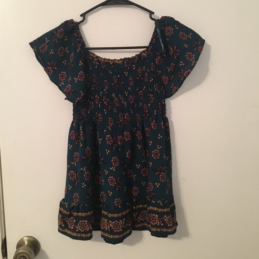 Dark green off the shoulder top